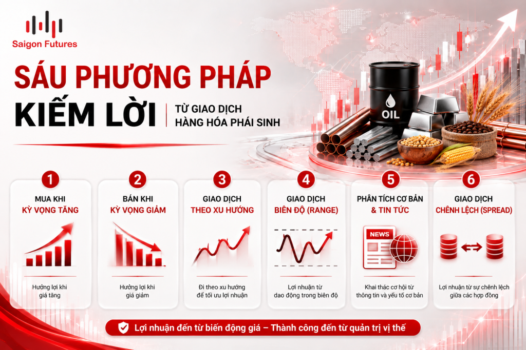 Sáu phương pháp kiếm lời từ giao dịch hàng hóa phái sinh
